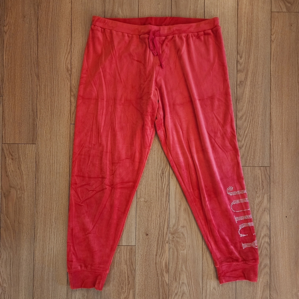 Juicy Couture Red Velour Joggers- L